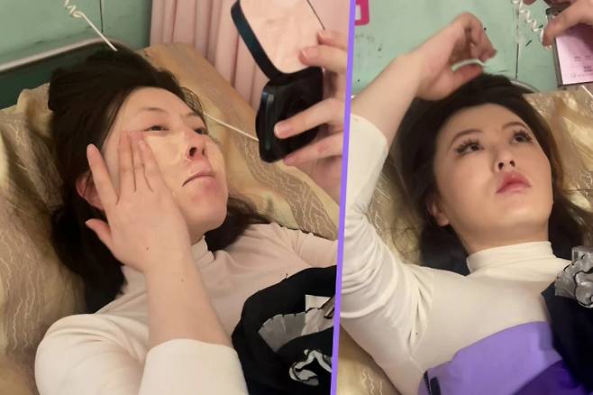 중국에서 아기에게 예쁜 모습을 보여주기 위해 분만 중 화장을 한 엄마가 네티즌들의 비난을 받고 있다./사진=SCMP