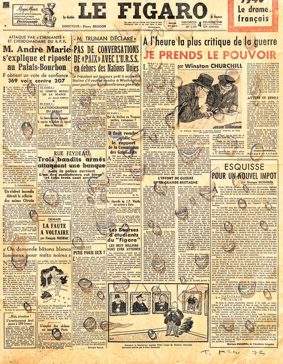 김창열이 1975년 '르 피가로' 1면에 그린 물방울. 사진 갤러리현대