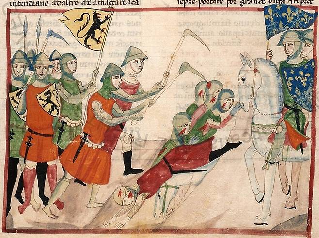 “이완용보다 못한 매국노들.” 100년 전쟁 직전 플랑드르와 전쟁을 벌인 프랑스 왕의 군대.