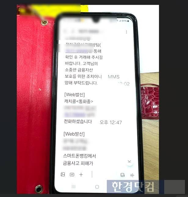피해자 A씨에게 온 은행 문자/사진=유지희 기자