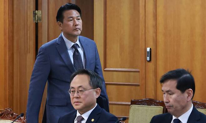 김태효 국가안보실 1차장이 지난달 27일 오후 정부서울청사에서 열린 국가안전보장회의(NSC)에 참석하고 있다. 연합뉴스