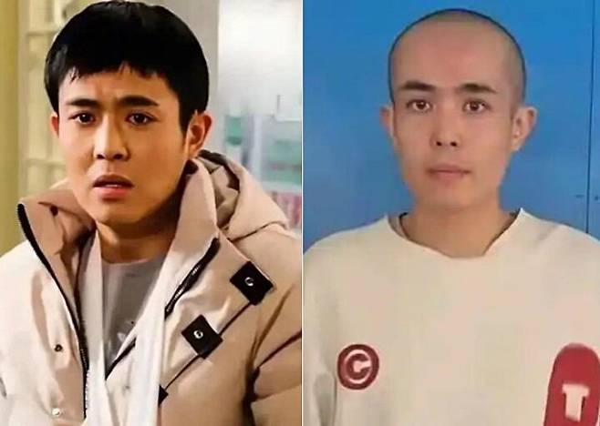 태국에 입국했다가 실종됐던 중국 배우 왕싱. 왼쪽은 활동할 당시 사진, 오른쪽은 발견된 후 사진이다. /바이두