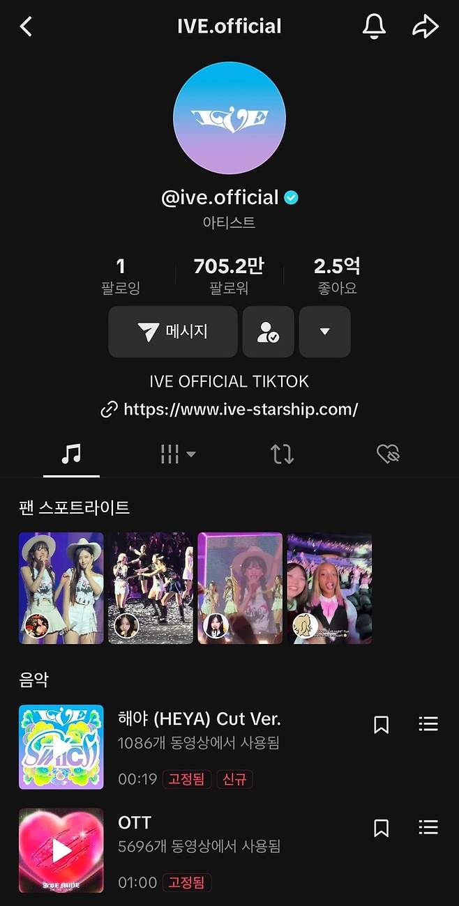 K팝 스타 아이브(IVE)가 콘서트나 해외 투어 중인 모습을 팬들이 촬영, 제작한 콘텐츠를 선택하며 팬들과 행복했던 시간을 되새기기 위해 팬 스포트라이트 기능을 사용한 모습. 틱톡