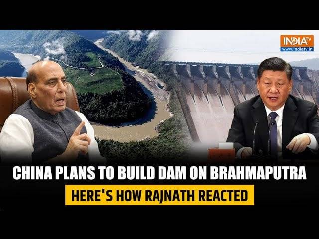 인도 인디아TV는 1월8일 중국이 티베트 얄룽창포강에 세계 최대 수력발전댐을 건설하려는 계획과 관련해 라즈나스 싱 국방장관(왼쪽)이 "고도로 경계하고 있다"는 반응을 보였다고 보도했다. /인디아TV 캡처