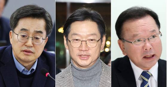 이재명 대표와 함께 야권 대선 주자로 거론되는 김동연 경기지사, 김경수 전 경남지사, 김부겸 전 의원. [중앙포토, 연합뉴스]