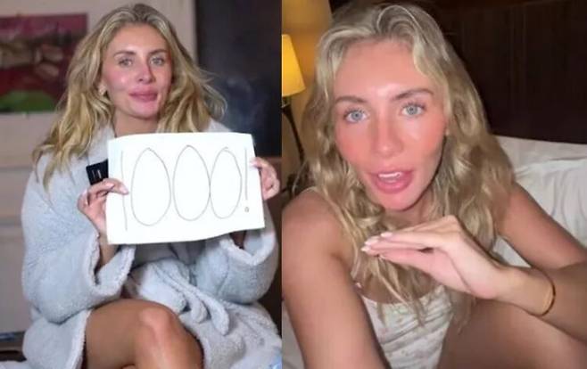 영국 출신의 온리팬(OnlyFans) 크리에이터이자 성인 배우인 보니 블루가 12시간 동안 1057명의 남성과 성관계를 맺었다고 주장해 논란이 일고 있다. [사진=영국 일간 미러 보도 갈무리]