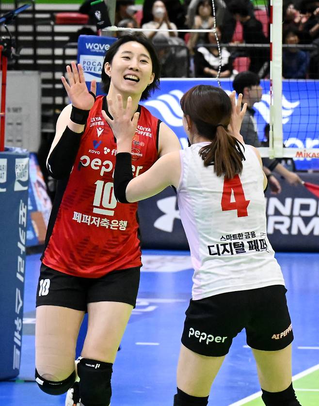 박정아(왼쪽)와 한다혜. 사진=KOVO