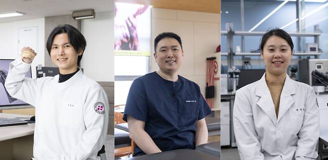 왼쪽부터 치기공학과 손동혁씨, 물리치료과 배세환씨, 임상병리학과 김이슬씨. 대구보건대 제공