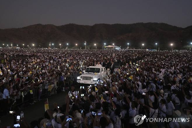 2024년 9월 동티모르 방문한 프란치스코 교황 [AP 연합뉴스 자료사진. 재판매 및 DB 금지]