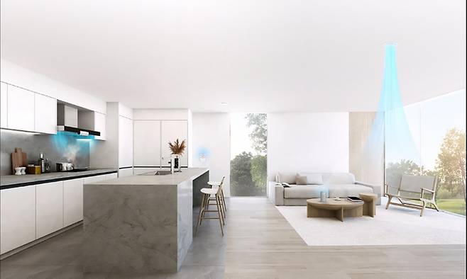 환기청정기 키친플러스 작동. 사진=경동나비엔