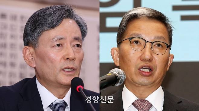 조지호 경찰청장(왼쪽)과 우종수 경찰청 국가수사본부장. 경향신문 자료사진