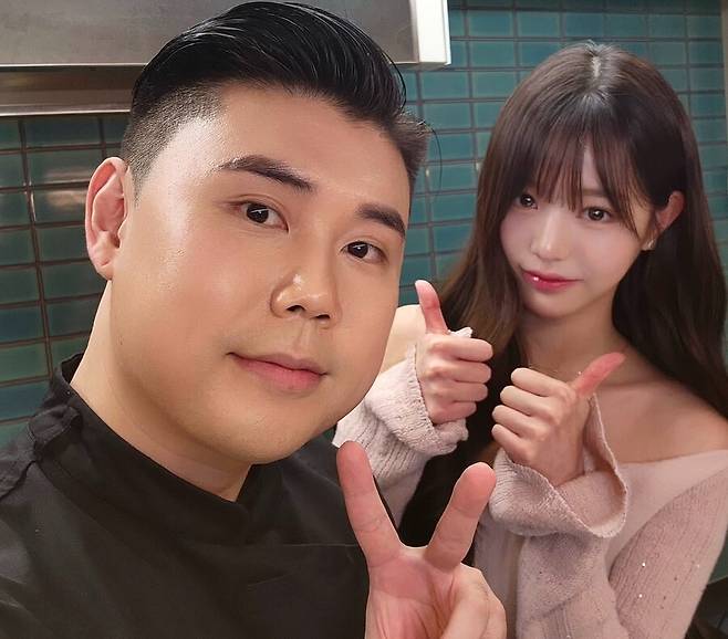 ▲ 권성준 셰프(왼쪽), 장원영. 출처| 권성준 셰프 SNS