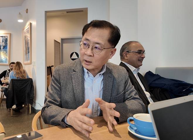 16일(현지시간) 미국 샌프란시스코에서 인터뷰하는 전태연 알테오젠 부사장 [JPMHC 기자단 촬영. 재판매 및 DB 금지]