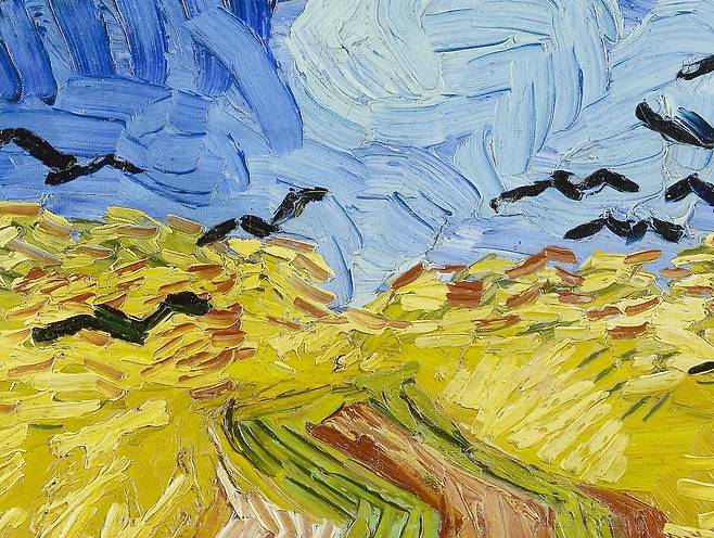 빈센트 반 고흐, 까마귀가 나는 밀밭(일부 확대), 1890, 캔버스에 유채, 50.2x103cm, 반 고흐 미술관