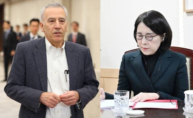 필립 골드버그 주한미국대사와 강인선 외교부 2차관. 연합뉴스