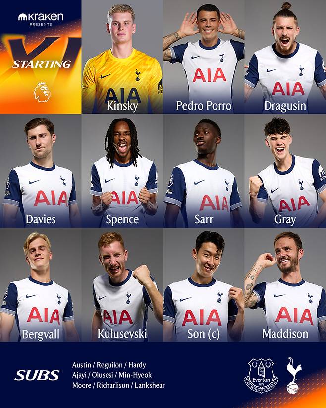 토트넘 선발 라인업. 토트넘 SNS