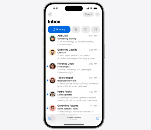 애플 메일 앱. 사진=애플