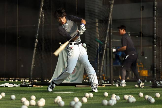 지난해 마무리 캠프를 소화한 김대한. 사진=두산 베어스 제공