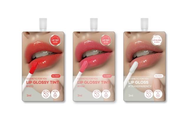 왼쪽부터 CU의 '립컬러틴트 웜레드', '립컬러틴트 쿨핑크', '립글로스 투명'./사진=CU 제공