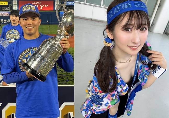 요코하마 DeNA 에이스 아즈마 카츠키(왼쪽)와 상간녀이자 AV 배우인 스에히로 준. /사진=아즈마 카츠키, 스에히로 준 SNS 갈무리