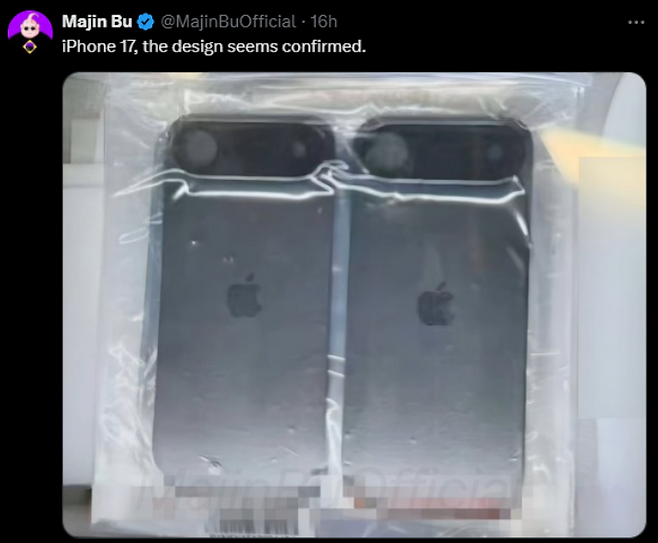 아이폰17 에어의 후면으로 추정되는 사진. 사진=마진부 엑스 캡처
