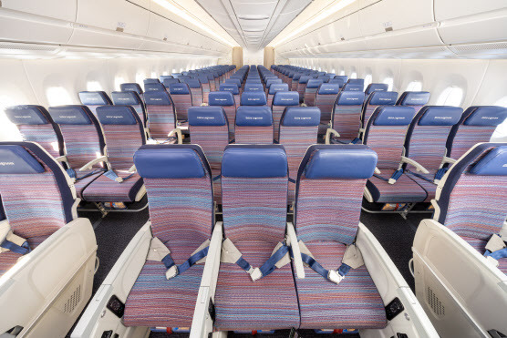 A350-900 내부 이코노미클래스 좌석.(사진=대한항공)