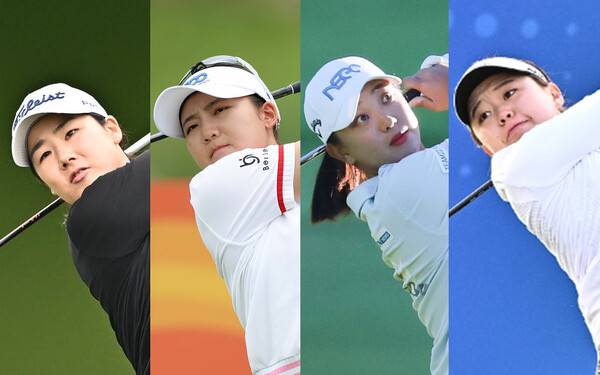 2025년 한국여자프로골프(KLPGA) 2부인 드림투어 개막전 인도네시아 여자오픈 골프대회에서 우승 경쟁하는 조정민, 황유나, 윤화영, 김소정 프로. 사진제공=KLPGA