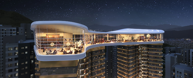 은행주공아파트 재건축 스카이 브릿지 조감도. 두산건설 제공