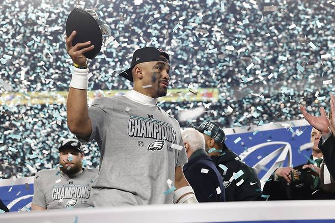 필라델피아 이글스의 쿼터백 제일런 헐츠.      필라델피아 | UPI연합뉴스