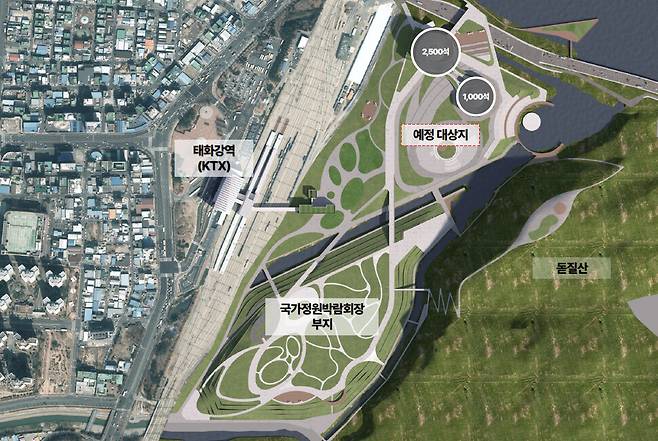 울산시가 삼산매립장에 짓겠다고 밝힌 세계적 규모의 공연장 위치도. 울산시 제공