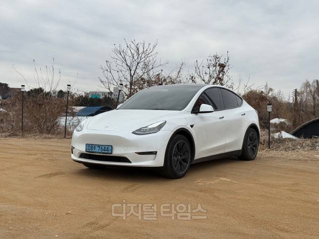 설날이었던 지난 29일 경기도 고양시 행주산성 인근에 테슬라 모델 Y가 세워져 있다.
