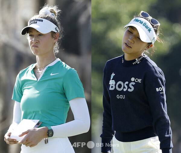 미국여자프로골프(LPGA) 투어 2025시즌 개막전 힐튼 그랜드 베케이션스 토너먼트 오브 챔피언스에 출전한 넬리 코다, 리디아 고가 1라운드에서 경기하는 모습이다. 사진제공=ⓒAFPBBNews = News1