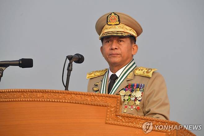 미얀마 군정 수장 흘라잉 최고사령관 [AFP 연합뉴스 자료사진. 재배포 및 판매 금지]