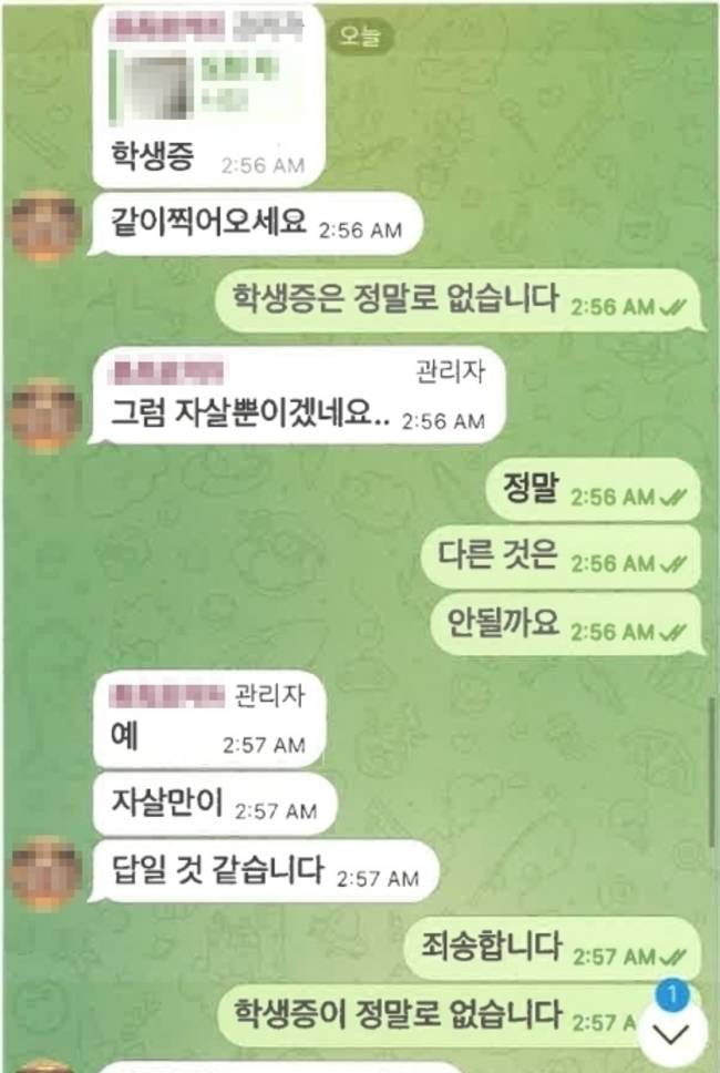 ▲ 총책 A씨가 피해자를 협박하는 메시지 내용. 서울경찰청 사이버수사대 제공