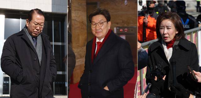 국민의힘 권영세(왼쪽) 비상대책위원장과 권성동 원내대표, 나경원 의원이 3일 윤석열 대통령이 수감돼 있는 서울구치소를 찾아 면회했다. 뉴시스