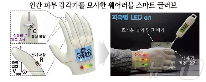 인간의 피부 감각기를 모사한 웨어러블 스마트 글러브의 예시. (연세대 제공)/뉴스1