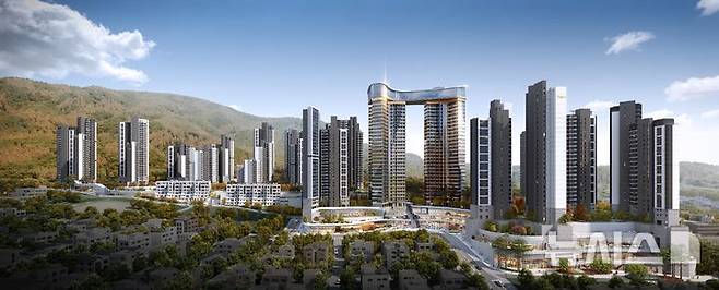 [서울=뉴시스] 두산건설이 제안한 성남 은행주공아파트 재건축 정비사업 투시도.