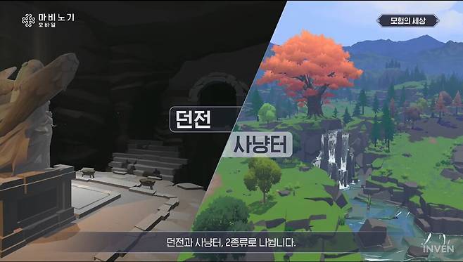 ▲ 던전과 사냥터로 나뉘는 전투 콘텐츠