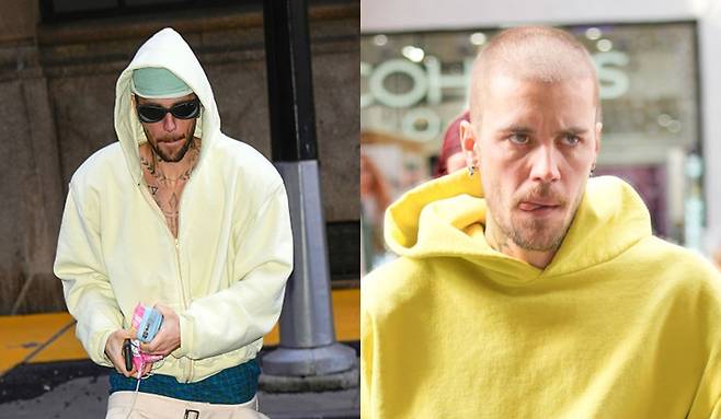 2025년 2월 5일과 1월 29일 뉴욕에서 포착된 저스틴 비버 [게티이미지]