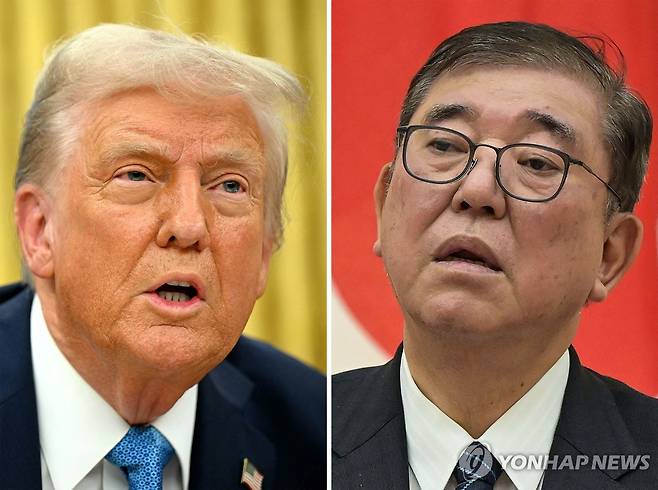도널드 트럼프 미국 대통령과 이시바 시게루 일본 총리 [AFP 연합뉴스 자료사진. 재판매 및 DB 금지]