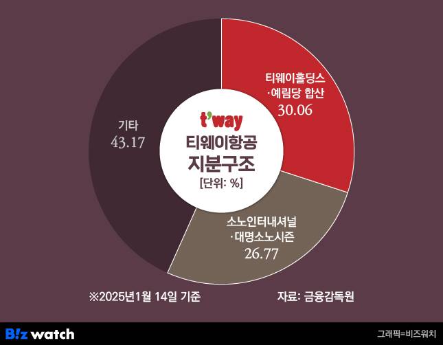 티웨이항공 지분 구조 / 그래픽= 비즈워치
