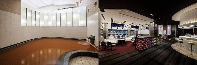 호텔 지하의 천연 온천 사우나 시설(왼쪽)과 볼링 살롱(오른쪽). 사진=Preferred Hotels & Resorts