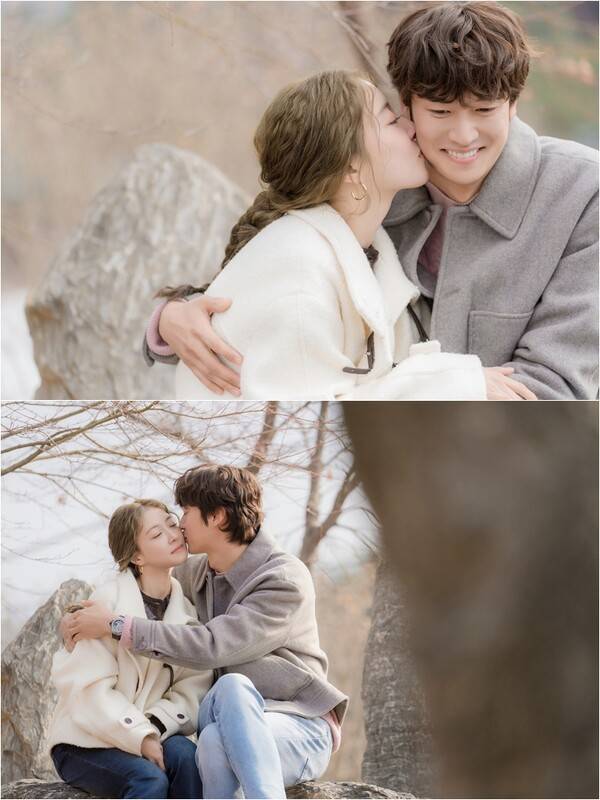 ▲ 7일 방송되는 '모텔 캘리포니아' 장면들. 이세영과 나인우가 서로 볼에 입을 맞추고 있다. 제공|MBC