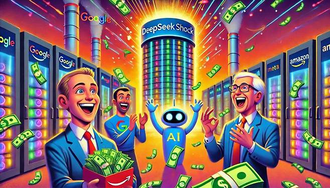 중국 인공지능(AI) 스타트업 딥시크의 저비용 AI 모델 개발 충격에도 미국 빅테크들이 AI 투자비용을 줄이지 않고 오히려 더 늘리고 있다. 이미지=DALL·E 3 생성