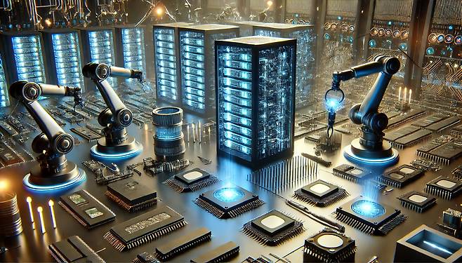 인공지능(AI) 시장의 팽창으로 ‘전자산업의 쌀’로 불리는 적층세라믹커패시터(MLCC) 시장도 올해 성장이 예상된다. [챗GPT로 제작]