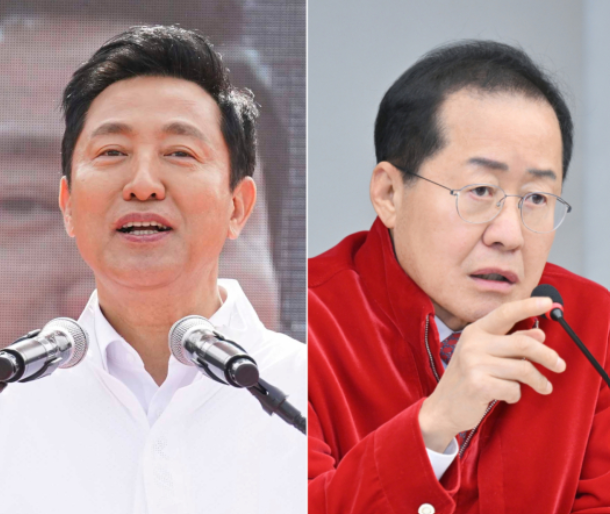 오세훈 서울시장(왼쪽)과 홍준표 대구시장. 쿠키뉴스 자료사진