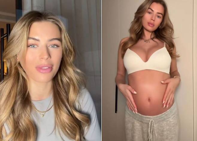 영국의 유명 모델이 임신 후 젖꼭지 색이 변했다고 밝혔다./사진=틱톡 채널 ‘아라벨라 치’ 캡처