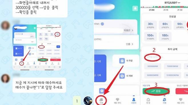 A씨에게 지시사항을 내리는 관리자와 지시사항을 이행하는 것처럼 보이는 팀원들(왼쪽). 미션은 점점 어려워져 관리자는 A씨에게 어떤 버튼을 제한된 시간 안에 얼마나 눌러야 하는지 지시했다. /사진=본인제공
