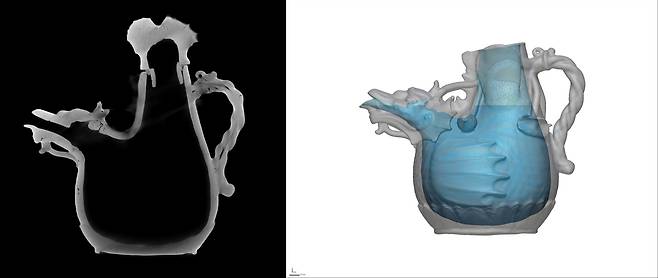 청자 어룡모양 주전자 CT 사진  [국립중앙박물관 제공. 재판매 및 DB 금지]
