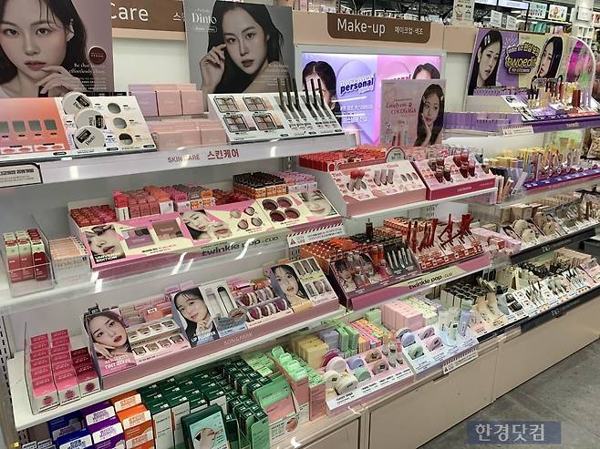 다이소 매장 '색조화장품' 코너/사진=유지희 기자